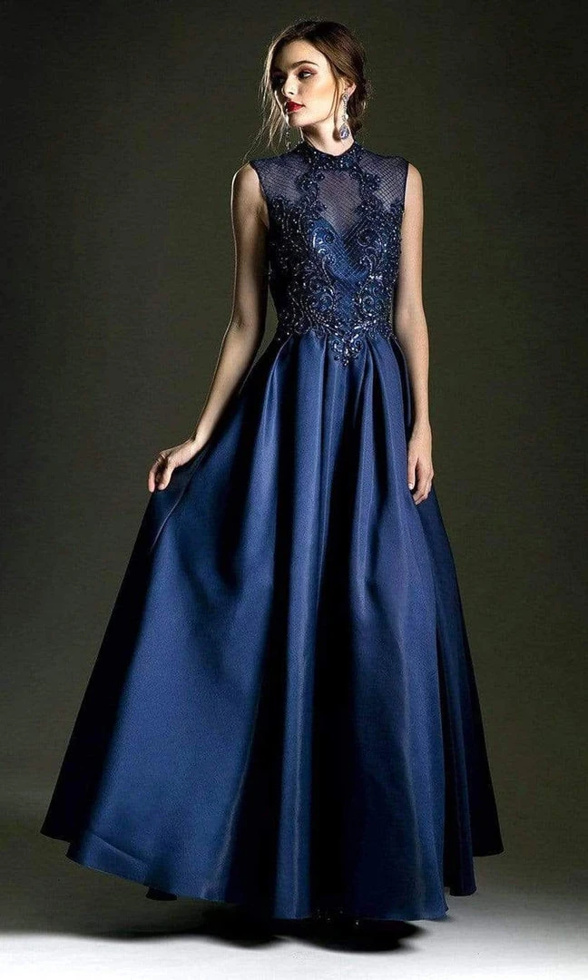 Andrea And Leo - 5175 Embroidered High Neck Mikado Ballgown 5 Andrea And Leo - 5175 Embroidered High Neck Mikado Ballgown