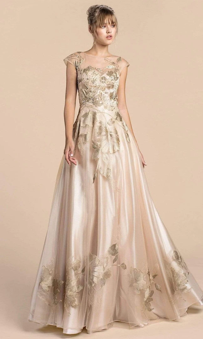 Formal Gowns Andrea And Leo - A0081 Floral Metallic Embroidery A-Line Gown 6 Formal Gowns Andrea And Leo - A0081 Floral Metallic Embroidery A-Line Gown
