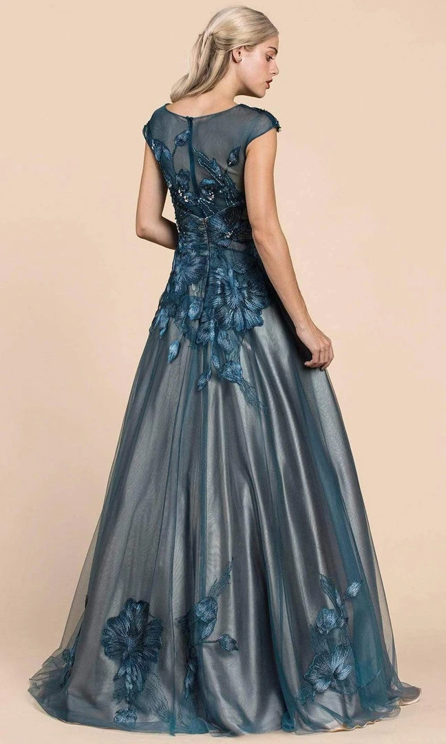 Formal Gowns Andrea And Leo - A0081 Floral Metallic Embroidery A-Line Gown 9 Formal Gowns Andrea And Leo - A0081 Floral Metallic Embroidery A-Line Gown