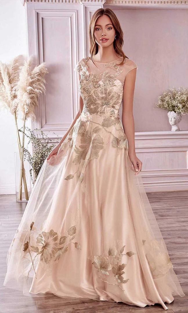 Formal Gowns Andrea And Leo - A0081 Floral Metallic Embroidery A-Line Gown 3 Formal Gowns Andrea And Leo - A0081 Floral Metallic Embroidery A-Line Gown
