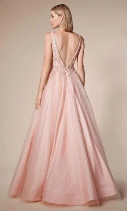 Formal Gowns Andrea And Leo - A0696 Floral Appliqued Beaded V Cut Bodice Ballgown