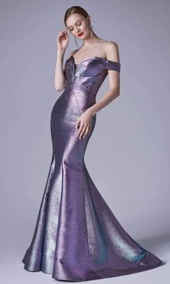 Formal Gowns Andrea And Leo - A0725 Off-Shoulder Metallic Jacquard Mermaid Gown