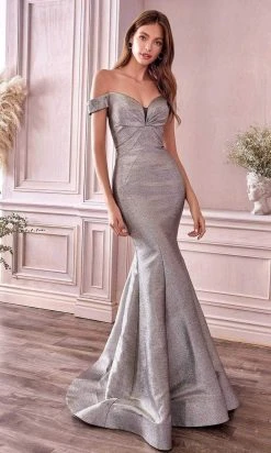 Formal Gowns Andrea And Leo - A0725 Off-Shoulder Metallic Jacquard Mermaid Gown