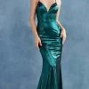 Andrea And Leo - A0937 Sleeveless Open Back Metallic Lame Fitted Gown 2 Andrea And Leo - A0937 Sleeveless Open Back Metallic Lame Fitted Gown