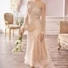 Formal Gowns Andrea And Leo - Illusion Sleeve High Low Evening Dress A0997S