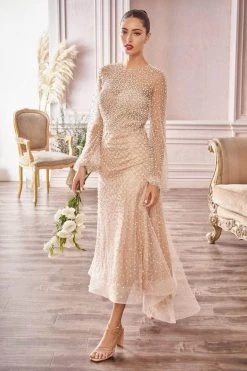 Formal Gowns Andrea And Leo - Illusion Sleeve High Low Evening Dress A0997S