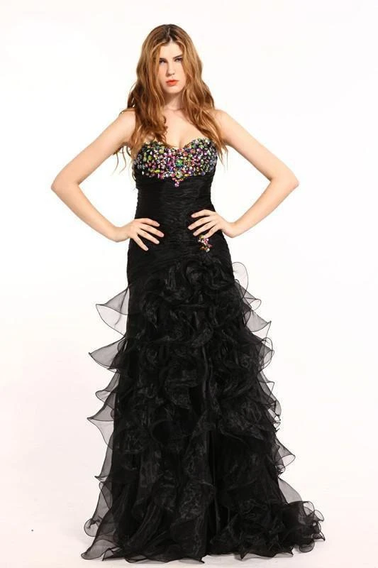 Formal Gowns Angela & Alison - 21023 Strapless Crystal Ornate Ruffled Gown 4 Formal Gowns Angela & Alison - 21023 Strapless Crystal Ornate Ruffled Gown