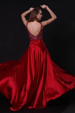 Angela & Alison - 21042A Sleeveless Jeweled Plunging V-Neck Gown Formal Gowns