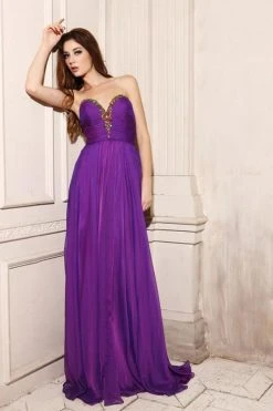 Angela & Alison - 21046 Strapless Ornate Ruched Bodice Gown