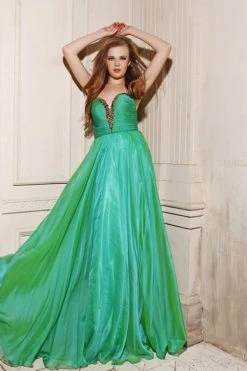 Angela & Alison - 21046 Strapless Ornate Ruched Bodice Gown