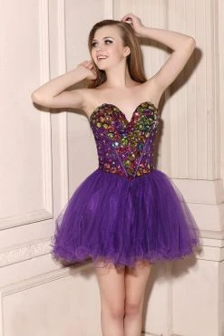 Angela & Alison - 21064 Strapless Corset Bodice Bejeweled Dress