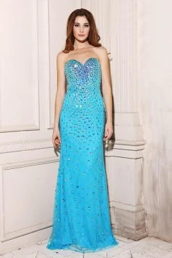 Angela & Alison - 21100 Strapless Jeweled Sweetheart Sheath Gown