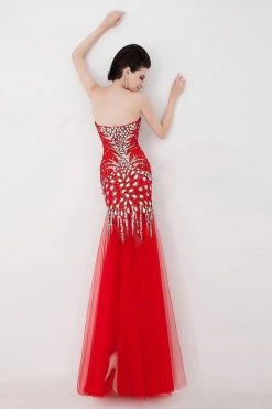 Angela & Alison - 41001 Strapless Crystal-Festooned Tulle Gown Formal Gowns