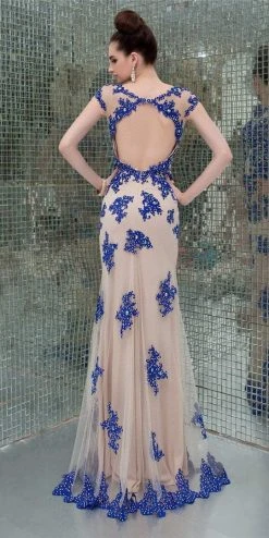 Formal Gowns Angela & Alison - 41082 Cap Sleeve Lace Sheath Long Gown 8 Formal Gowns Angela & Alison - 41082 Cap Sleeve Lace Sheath Long Gown