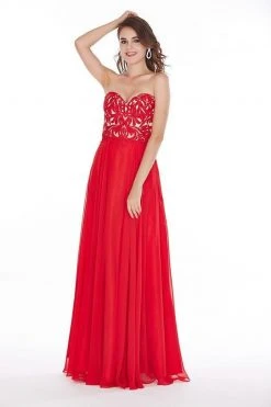 Formal Gowns Angela & Alison - 41105S Strapless Embroidered Sweetheart Long Dress