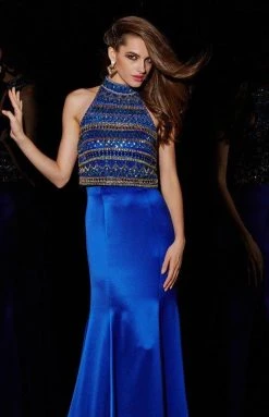 Angela & Alison - 51001 Bedazzled High Halter Trumpet Dress 10 Angela & Alison - 51001 Bedazzled High Halter Trumpet Dress