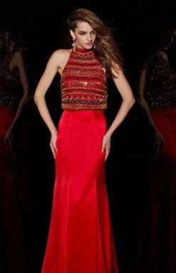 Angela & Alison - 51001 Bedazzled High Halter Trumpet Dress 11 Angela & Alison - 51001 Bedazzled High Halter Trumpet Dress