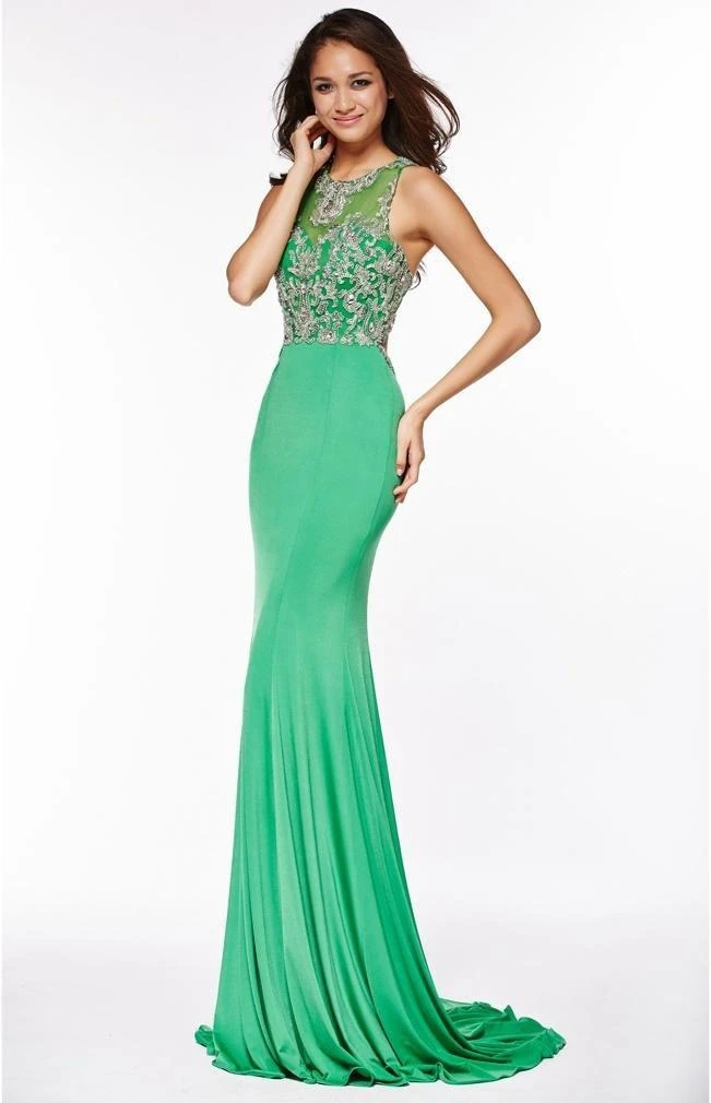 Angela & Alison - 51022 Silver Filigree Illusion Sleeveless Gown 9 Angela & Alison - 51022 Silver Filigree Illusion Sleeveless Gown