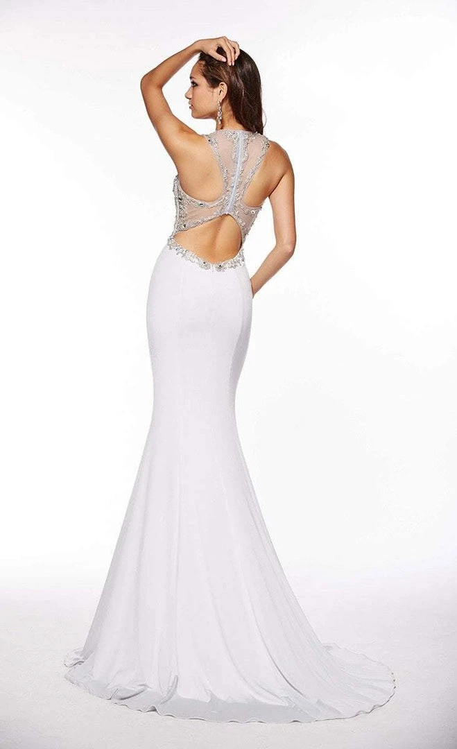 Angela & Alison - 51022 Silver Filigree Illusion Sleeveless Gown 8 Angela & Alison - 51022 Silver Filigree Illusion Sleeveless Gown