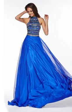 Formal Gowns Angela & Alison - 51070 High Halter Beaded Chiffon Evening Gown