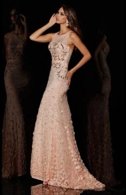 Angela & Alison - 51079 Stone Embellished Illusion Scoop Sheath Dress Formal Gowns