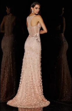 Angela & Alison - 51079 Stone Embellished Illusion Scoop Sheath Dress Formal Gowns