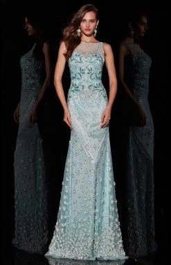 Angela & Alison - 51079 Stone Embellished Illusion Scoop Sheath Dress Formal Gowns