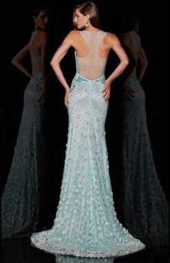 Angela & Alison - 51079 Stone Embellished Illusion Scoop Sheath Dress Formal Gowns