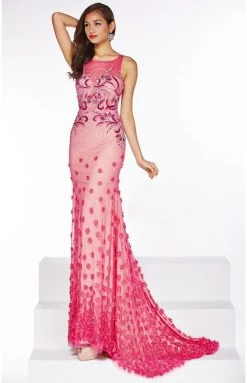 Angela & Alison - 51079 Stone Embellished Illusion Scoop Sheath Dress Formal Gowns