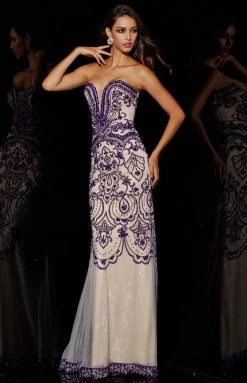 Angela & Alison - 51096 Embellished Lace Sheath Gown