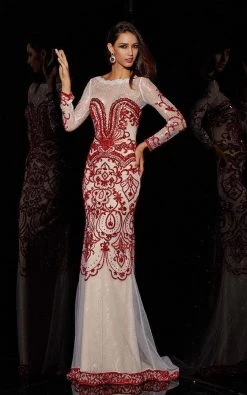 Angela & Alison - 51096 Embellished Lace Sheath Gown