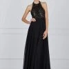 Formal Gowns Angela & Alison - 61009 Floral Beaded High Halter Tulle Gown 1 Formal Gowns Angela & Alison - 61009 Floral Beaded High Halter Tulle Gown