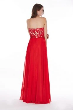 Formal Gowns Angela & Alison - 61014 Strapless Embroidered Chiffon Gown