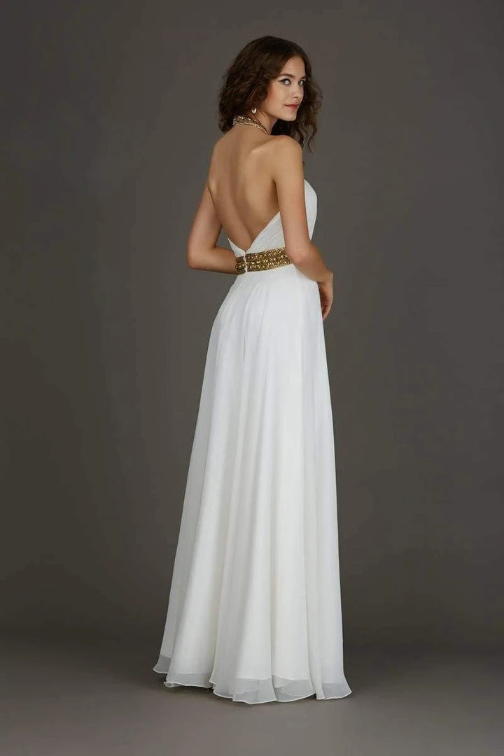 Angela & Alison - 61033 Gilded Yoke Ruched Cutout Gown 5 Angela & Alison - 61033 Gilded Yoke Ruched Cutout Gown