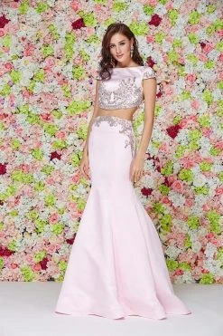 Formal Gowns Angela & Alison - 61036 Cap Sleeve Silver Filigree Two-Piece Gown 8 Formal Gowns Angela & Alison - 61036 Cap Sleeve Silver Filigree Two-Piece Gown