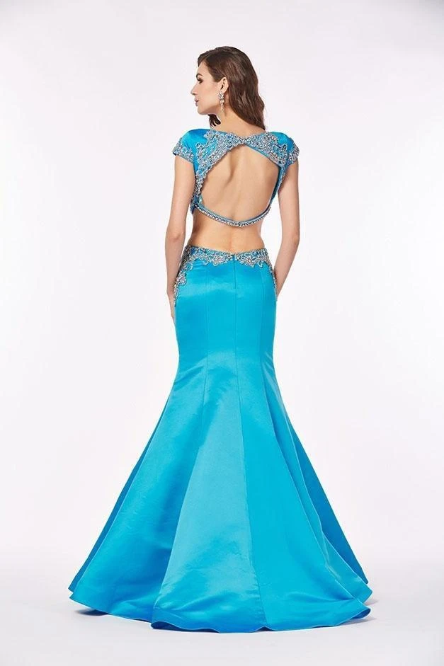 Formal Gowns Angela & Alison - 61036 Cap Sleeve Silver Filigree Two-Piece Gown 5 Formal Gowns Angela & Alison - 61036 Cap Sleeve Silver Filigree Two-Piece Gown