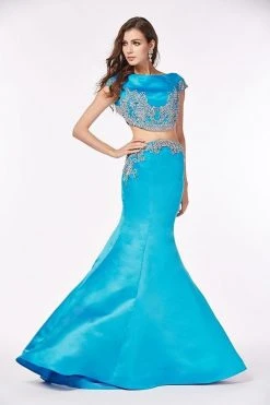 Formal Gowns Angela & Alison - 61036 Cap Sleeve Silver Filigree Two-Piece Gown 10 Formal Gowns Angela & Alison - 61036 Cap Sleeve Silver Filigree Two-Piece Gown