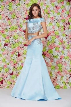 Formal Gowns Angela & Alison - 61036 Cap Sleeve Silver Filigree Two-Piece Gown 11 Formal Gowns Angela & Alison - 61036 Cap Sleeve Silver Filigree Two-Piece Gown