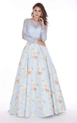 Angela & Alison - 61059 Two Piece Lace Floral A-line Dress