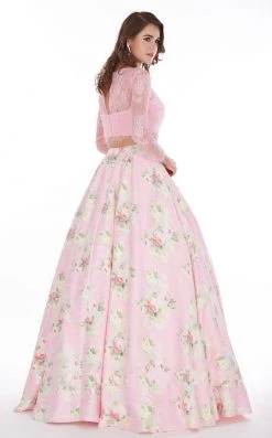 Angela & Alison - 61059 Two Piece Lace Floral A-line Dress