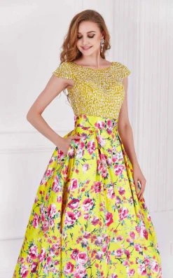 Angela & Alison - 61085 Beaded Bateau Floral Ballgown