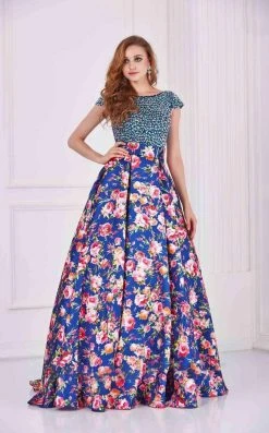 Angela & Alison - 61085 Beaded Bateau Floral Ballgown