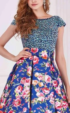 Angela & Alison - 61085 Beaded Bateau Floral Ballgown