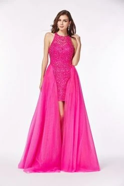 Angela & Alison - 61101 Beaded Floral High Low Gown Formal Gowns