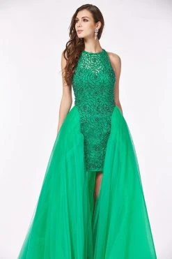 Angela & Alison - 61101 Beaded Floral High Low Gown Formal Gowns