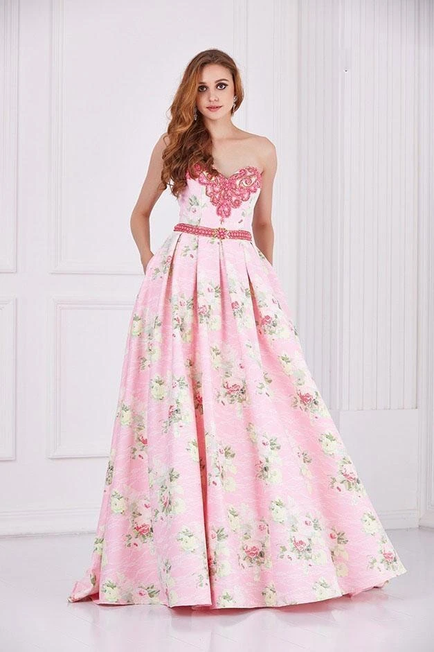 Angela & Alison - 61105 Embellished Strapless Floral Ballgown Formal Gowns 6 Angela & Alison - 61105 Embellished Strapless Floral Ballgown Formal Gowns