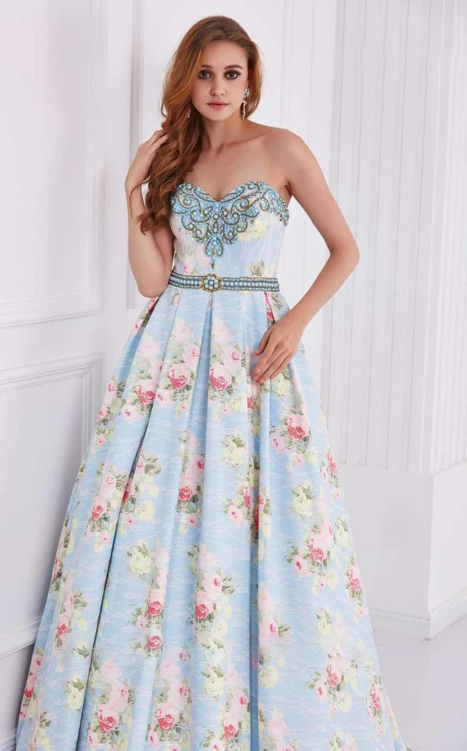 Angela & Alison - 61105 Embellished Strapless Floral Ballgown Formal Gowns 4 Angela & Alison - 61105 Embellished Strapless Floral Ballgown Formal Gowns