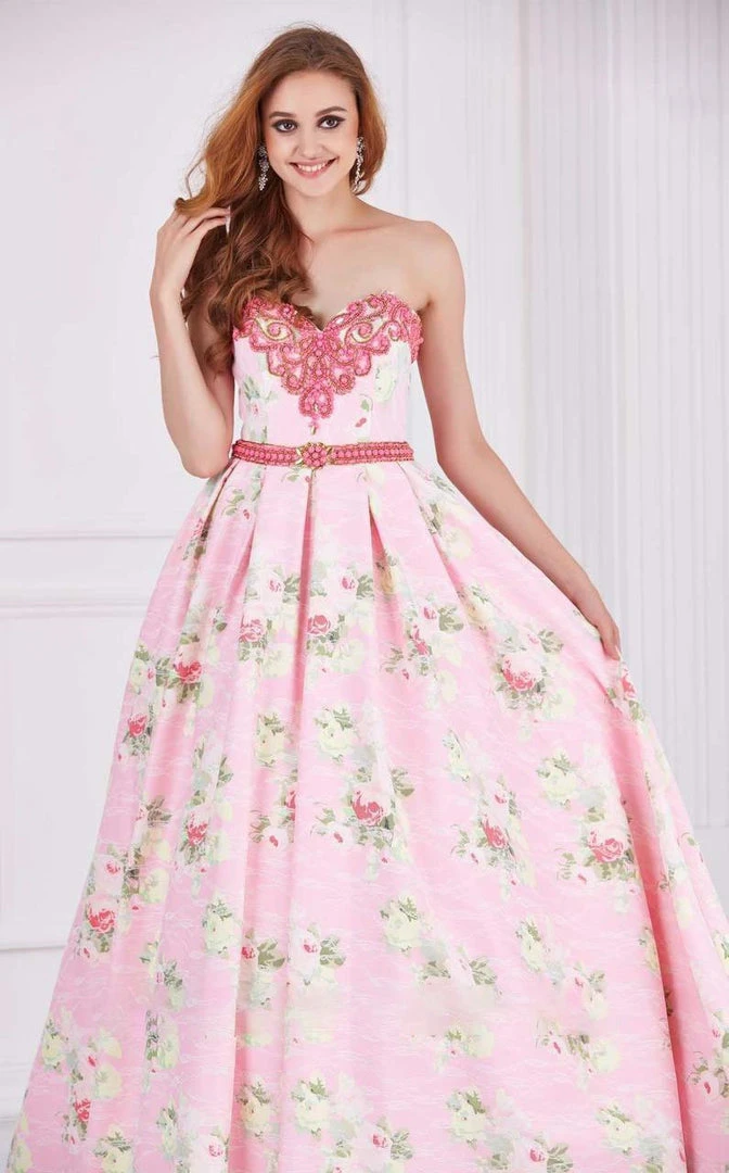 Angela & Alison - 61105 Embellished Strapless Floral Ballgown Formal Gowns 8 Angela & Alison - 61105 Embellished Strapless Floral Ballgown Formal Gowns