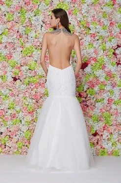 Angela & Alison - 61107 Embellished High Neck Floral Mermaid Gown