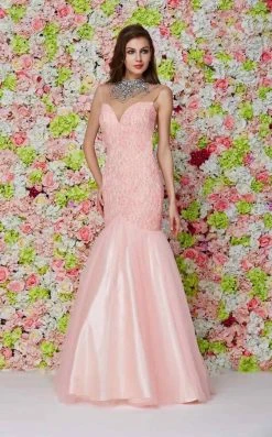 Angela & Alison - 61107 Embellished High Neck Floral Mermaid Gown